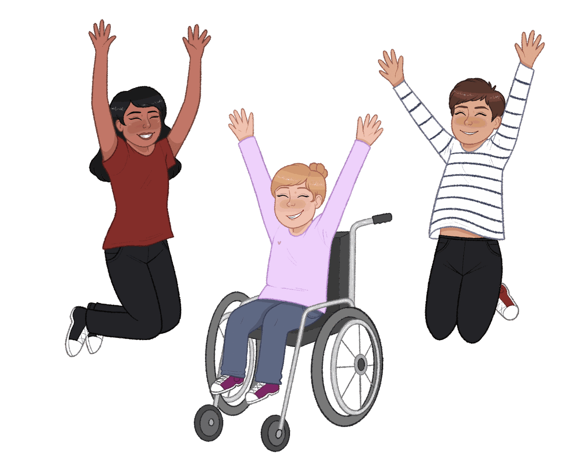 An inclusive group of young people depicted in the supplied educational booklet artwork.